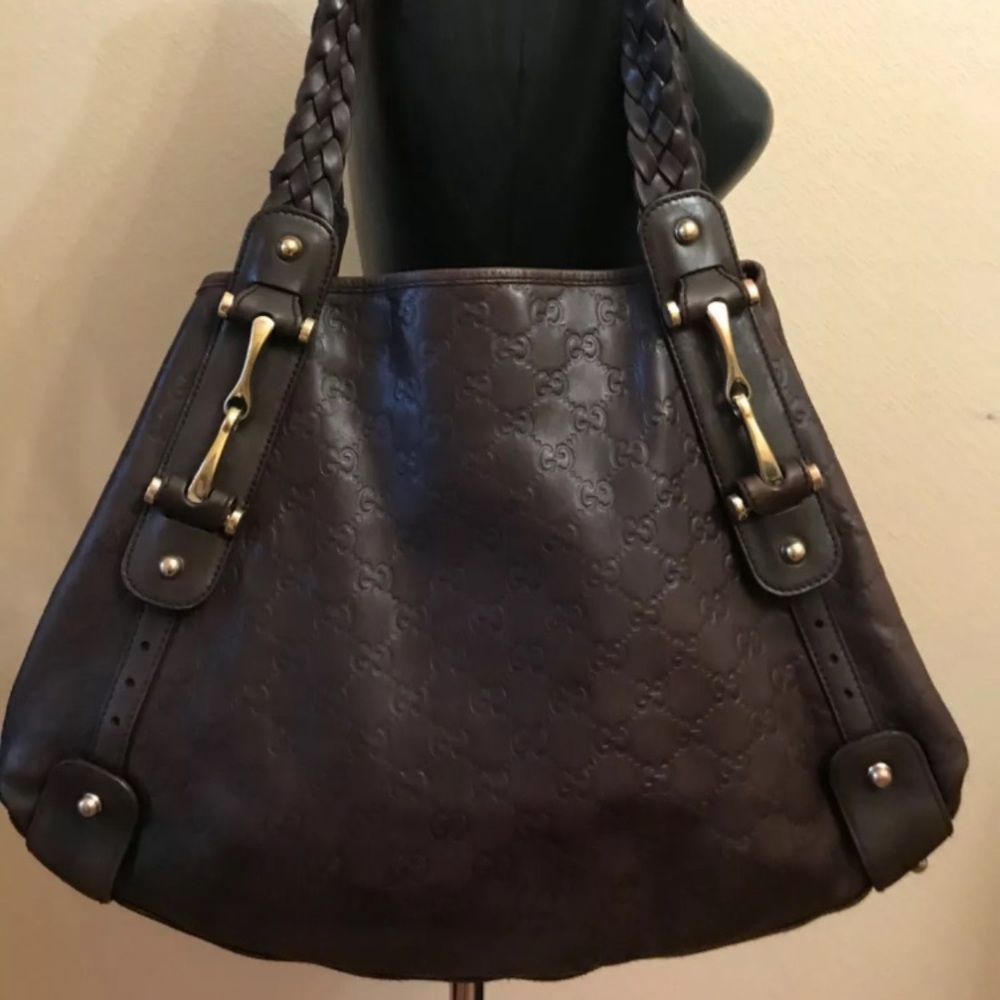 Gucci Guccissima brown leather tote shoulder bag